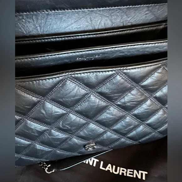 Saint Laurent Becky Shoulder Bag – Black Lambskin, Quilted, Gunmetal Hardware - Picture 13 of 15